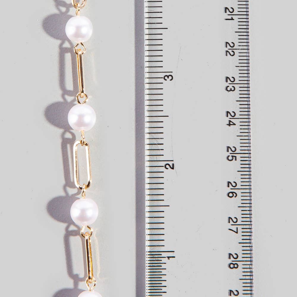 Pearl & Paperclip Long Chain Necklace