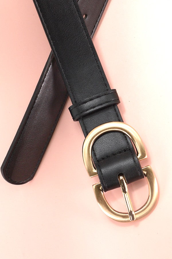 Double D Buckle Faux Leather Belts
