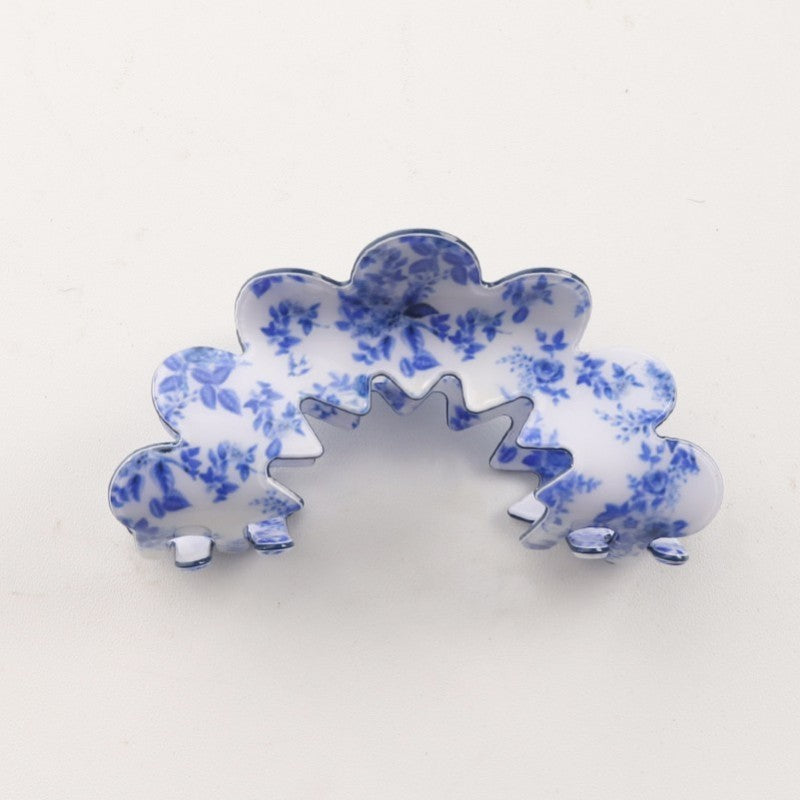 Vintage Porcelain Half Moon Hair Claw Clip