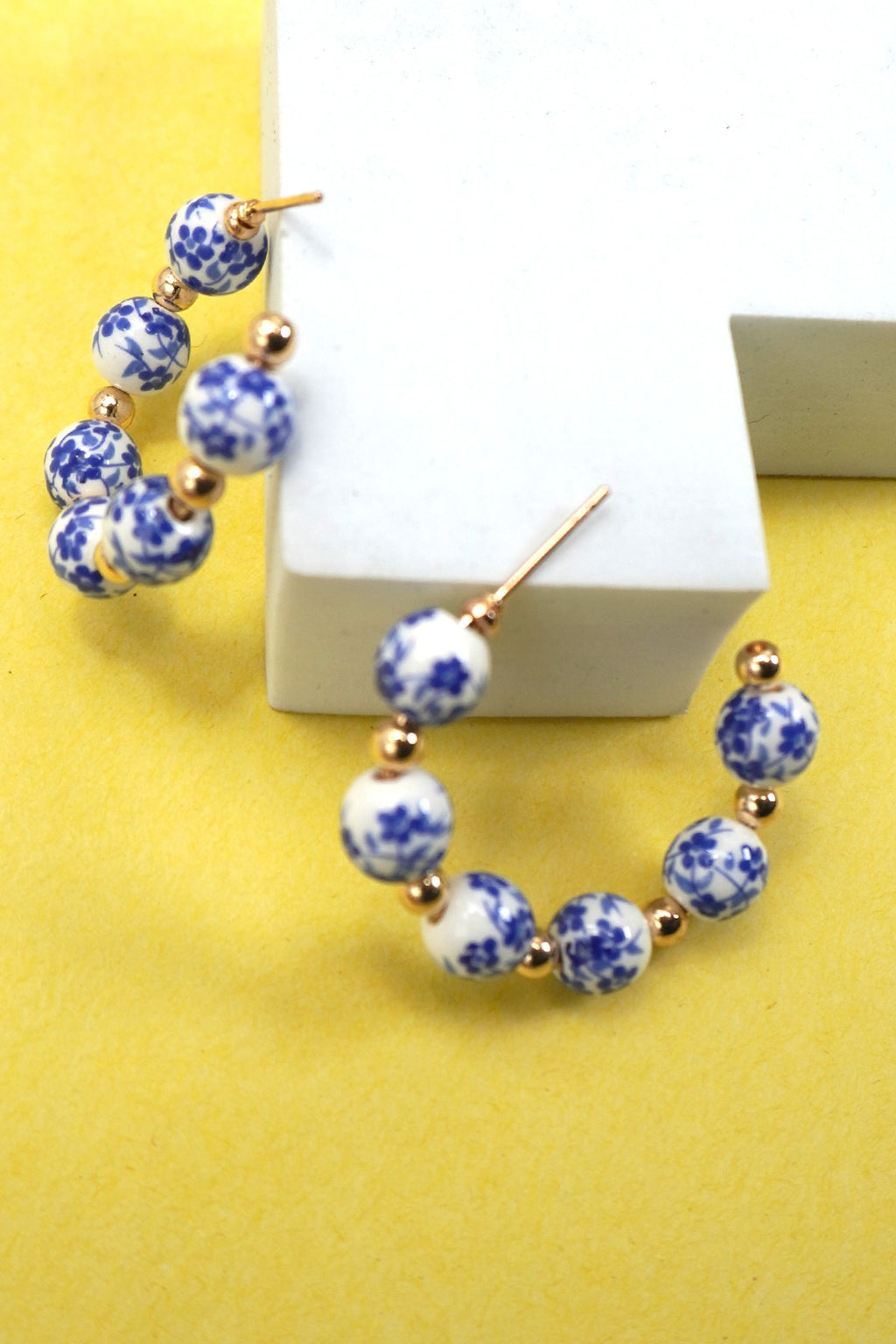 Porcelain Bloom Hoop Earrings