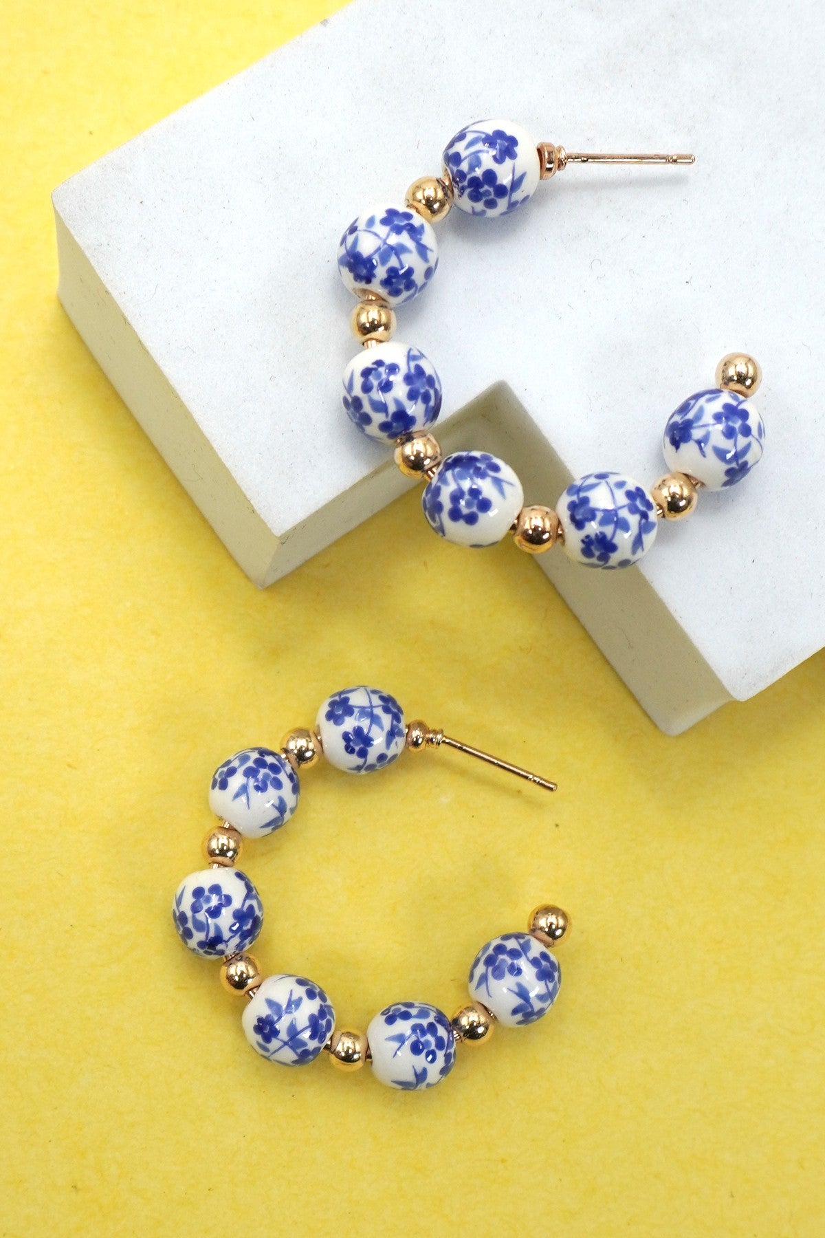 Porcelain Bloom Hoop Earrings