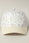 MAMA Embroidered Flower Pattern Trucker Hat - Blue Floral
