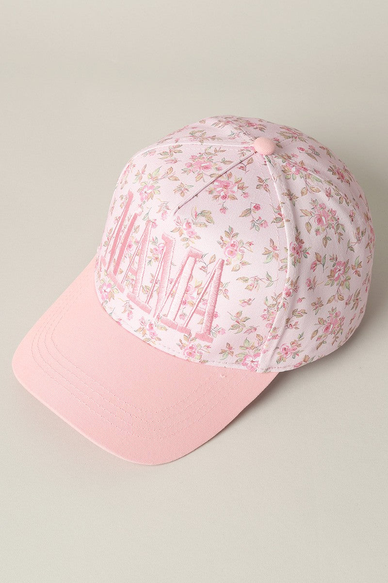 MAMA Embroidered Flower Pattern Trucker Hat