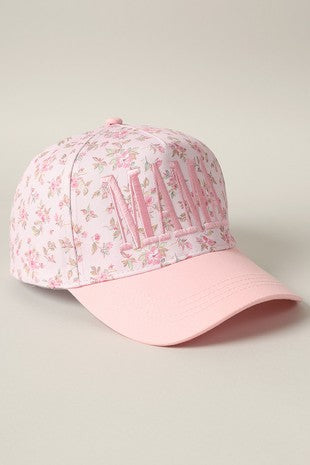 MAMA Embroidered Flower Pattern Trucker Hat