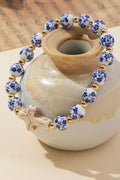 Blue Ceramic Porcelain Cross Charm Bracelet