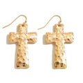 Hammered Cross Drop Earrings