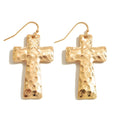 Hammered Cross Drop Earrings