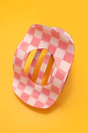 Checkered Oval Hair Claw Clip
