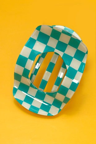 Checkered Oval Hair Claw Clip