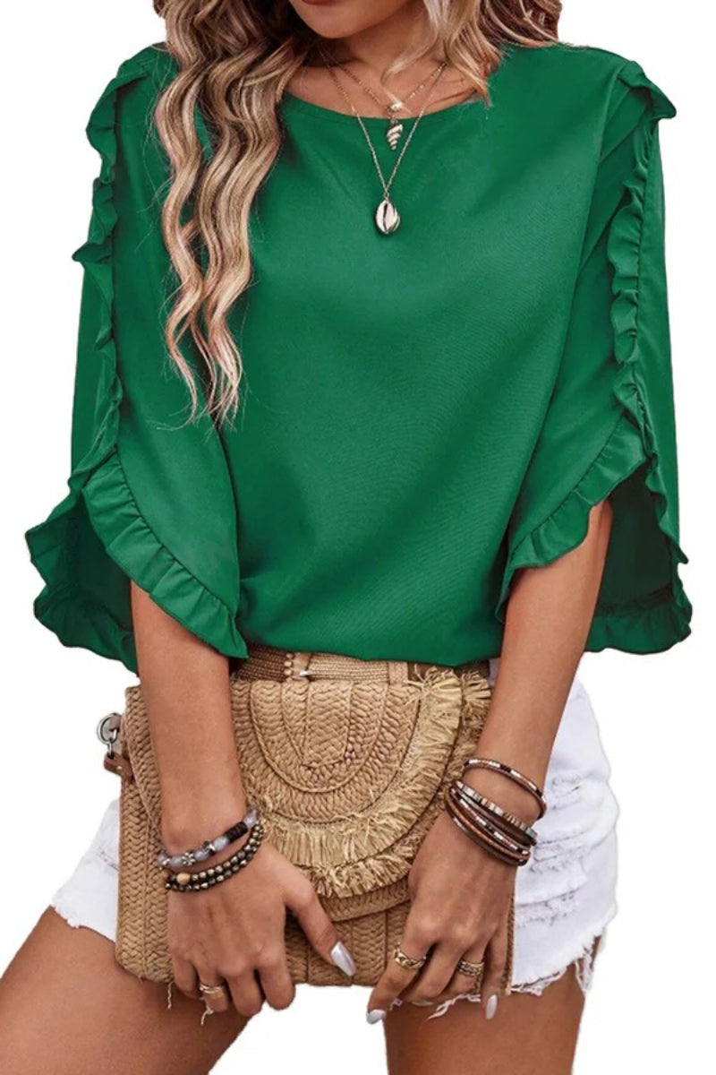 Green Velvet Loose Fit Blouse
