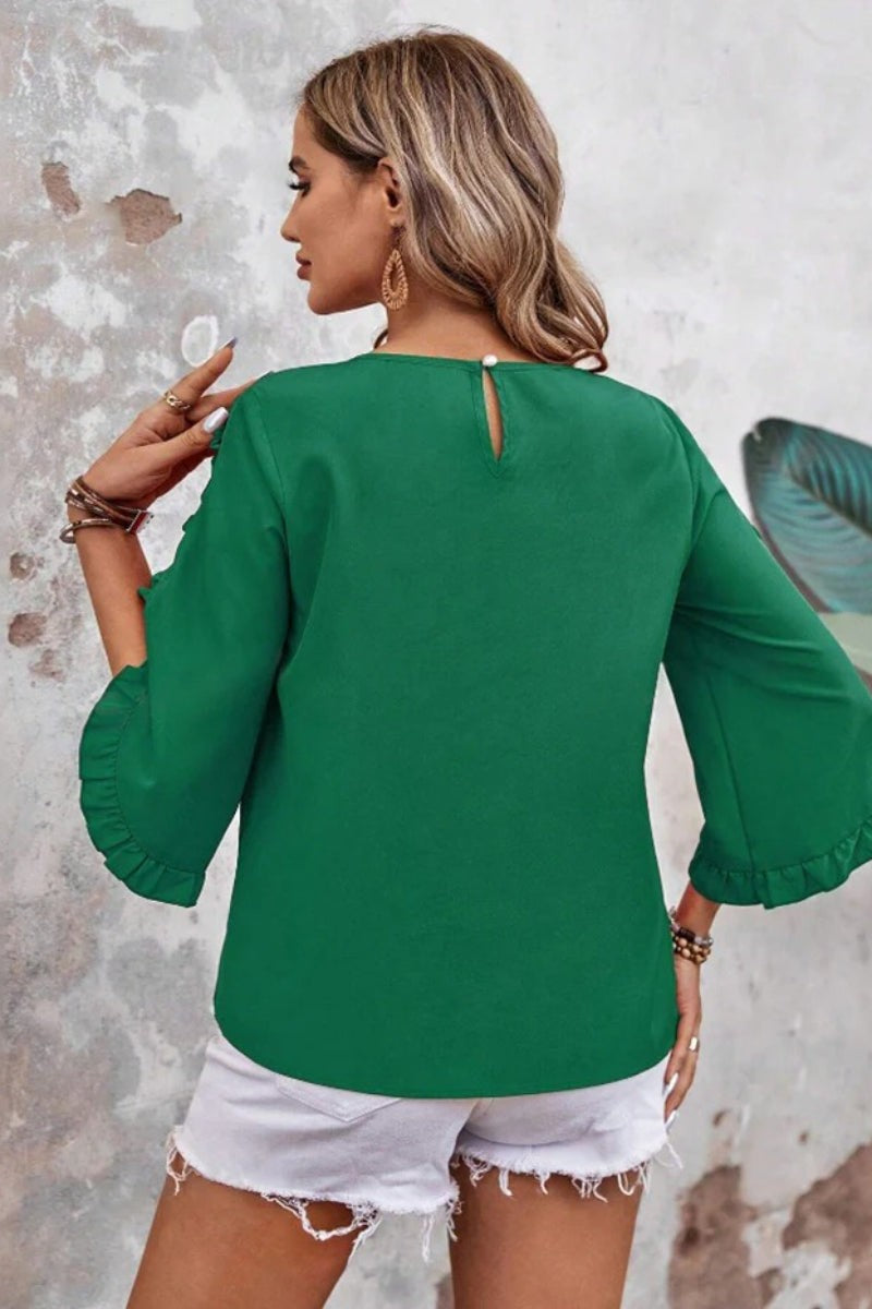 Green Velvet Loose Fit Blouse