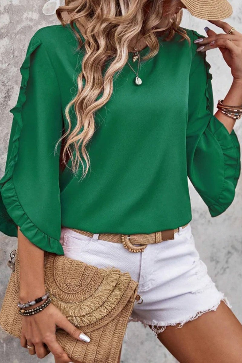 Green Velvet Loose Fit Blouse