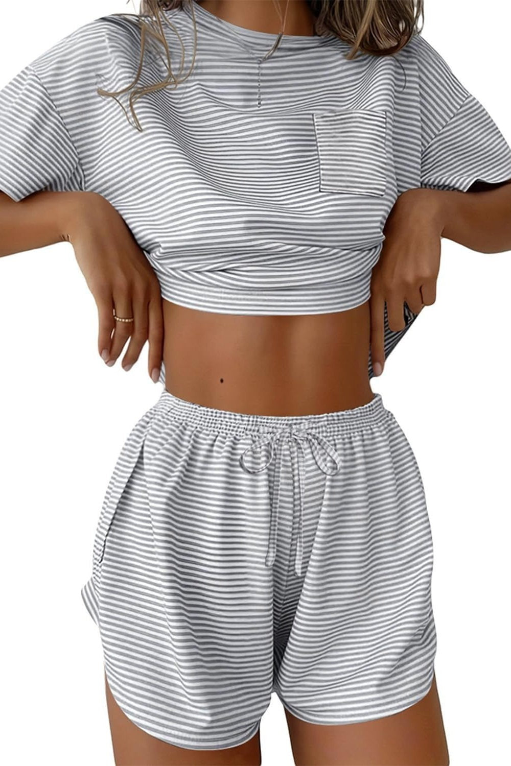 Morning Ease Striped Loungewear Set