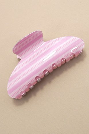 Stripe Plaid Oval Hair Claw Clip