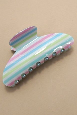 Stripe Plaid Oval Hair Claw Clip