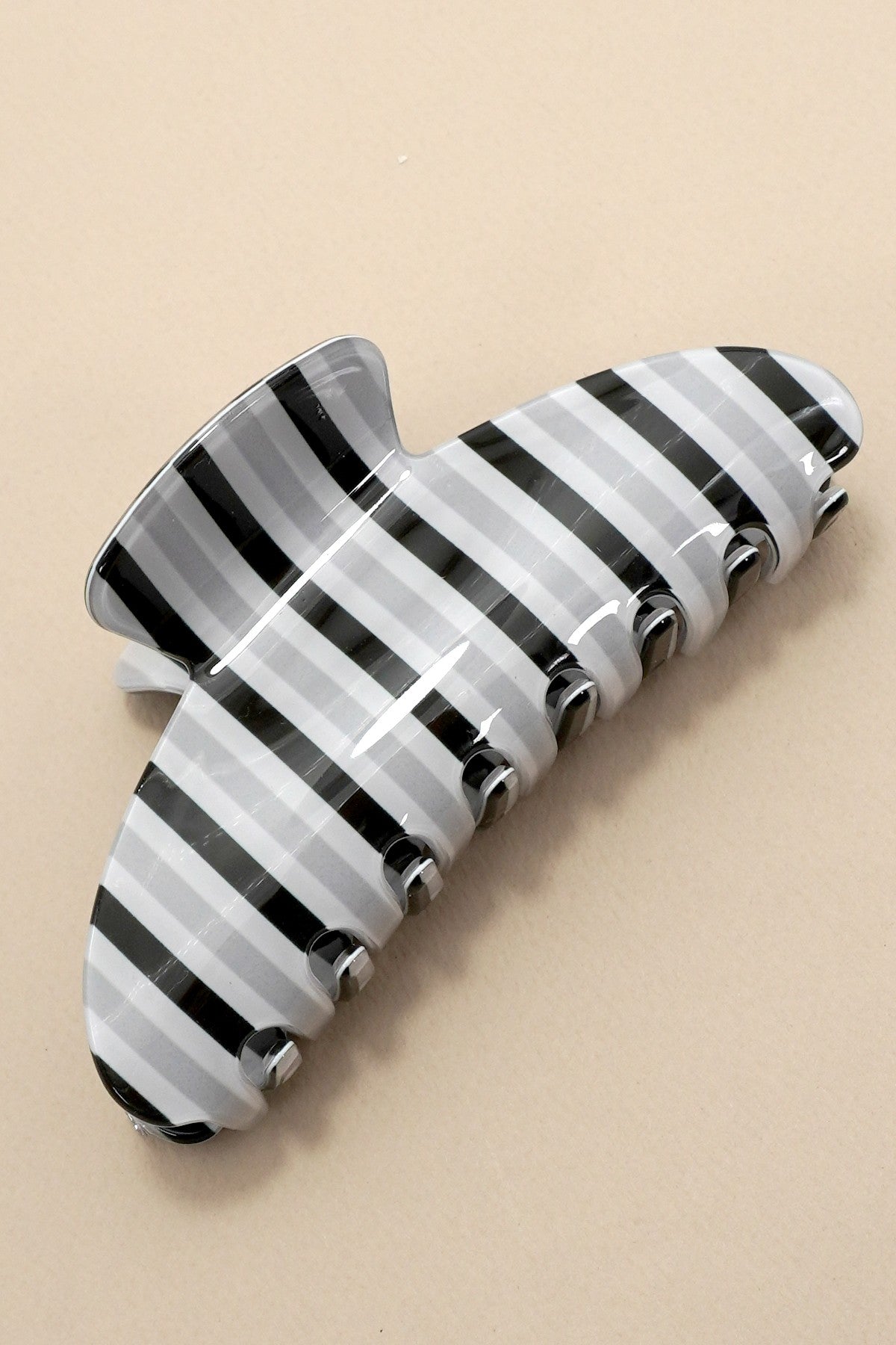 Stripe Plaid Oval Hair Claw Clip