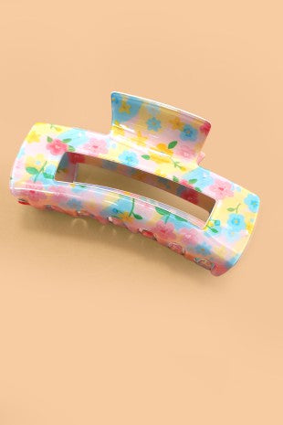 Pink Floral Hair Claw Clip