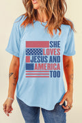 She Loves Jesus and America Graphic Tee