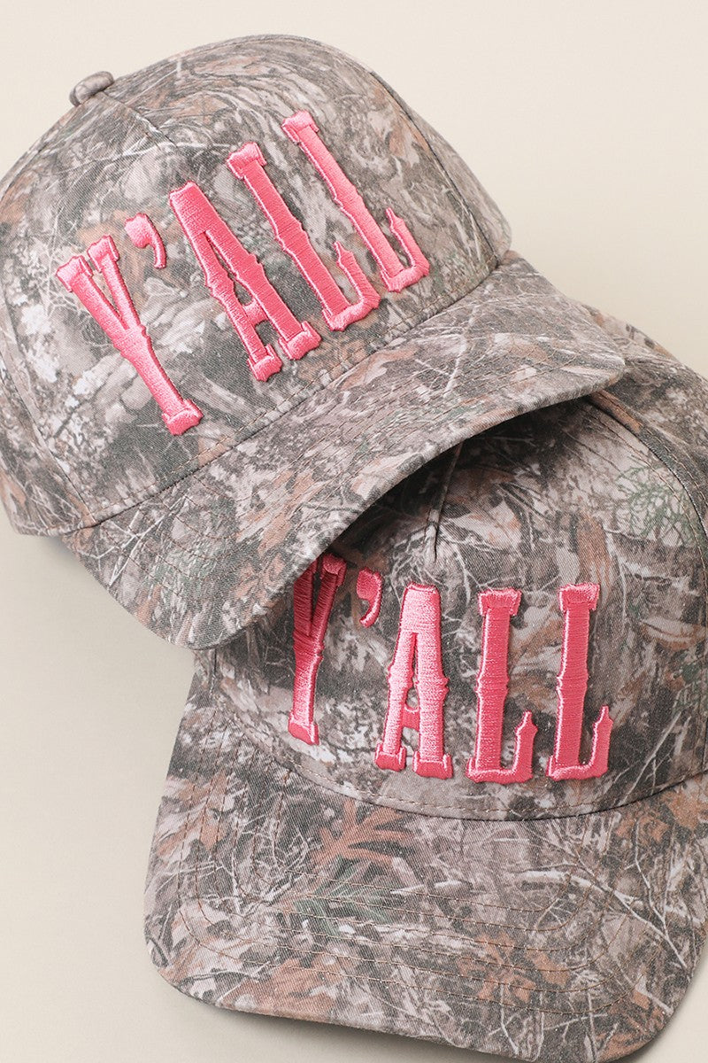 Y'ALL 3D Embroidered Camo Trucker Hat