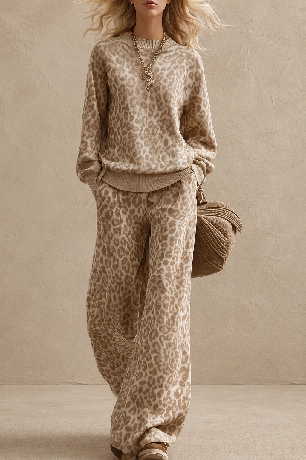 Latte Leopard Lounge Set