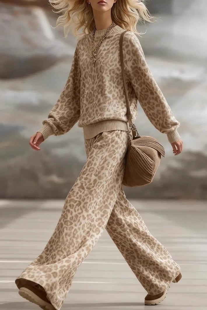 Latte Leopard Lounge Set