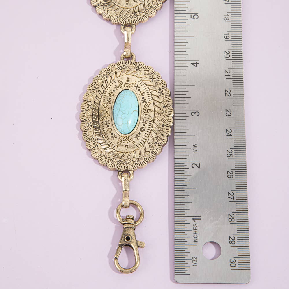 Western Turquoise Concho Chain Belt