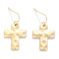 Small Hammered Cross Drop Earrings