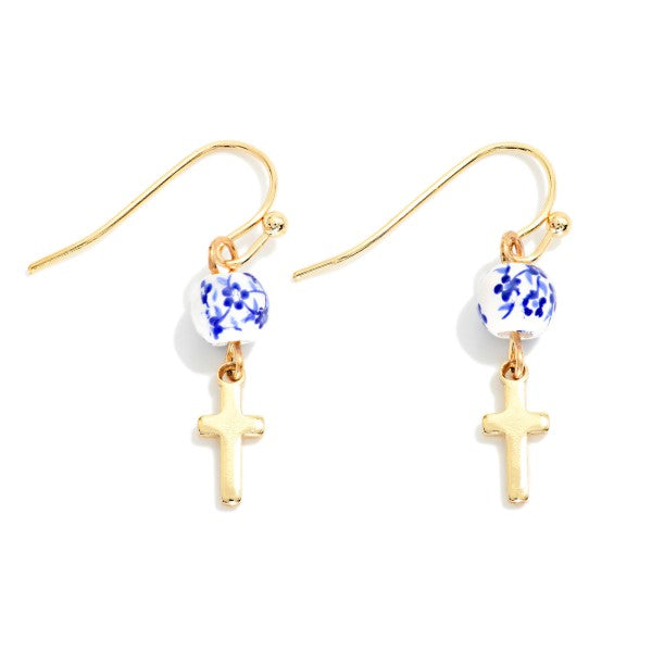 Chinoiserie Cross Drop Earrings