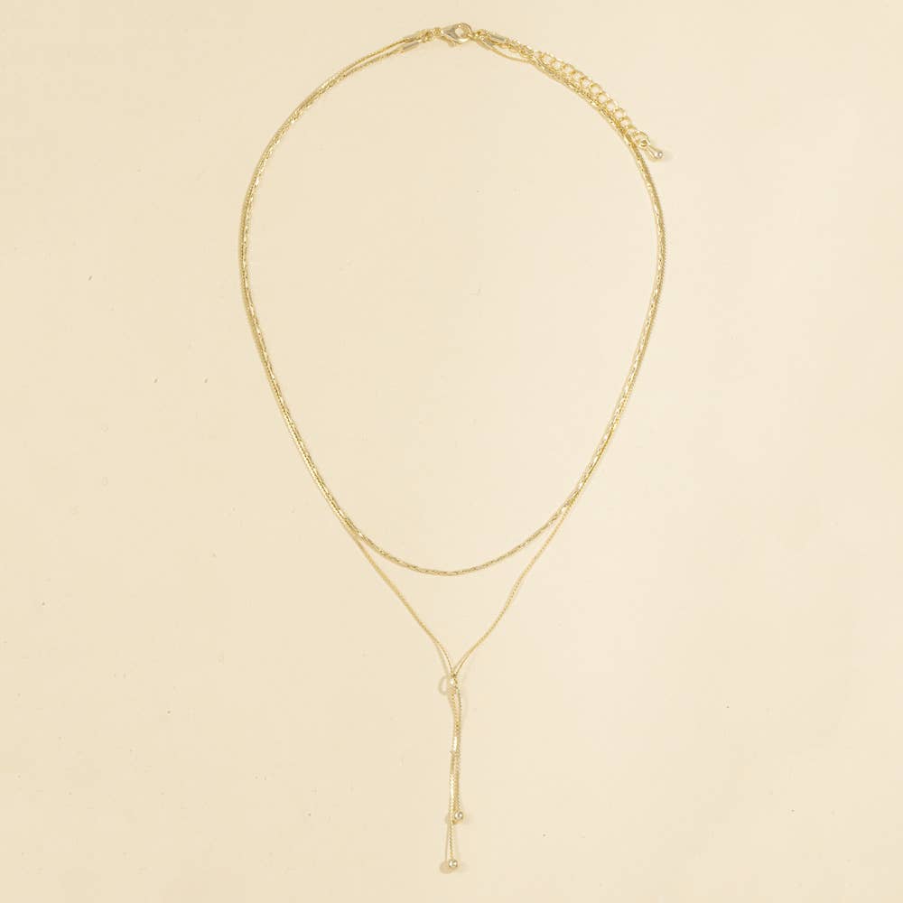 Dainty Lariat Double Layer Drop Necklace