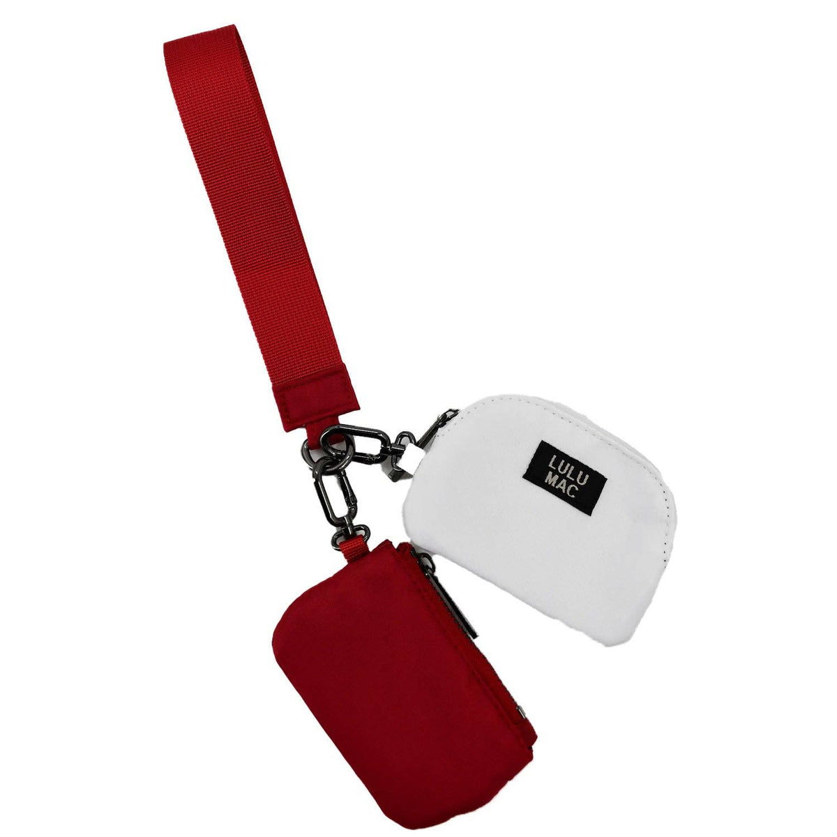 Lulu Mac Double Pouch Wristlets (Maroon/White)