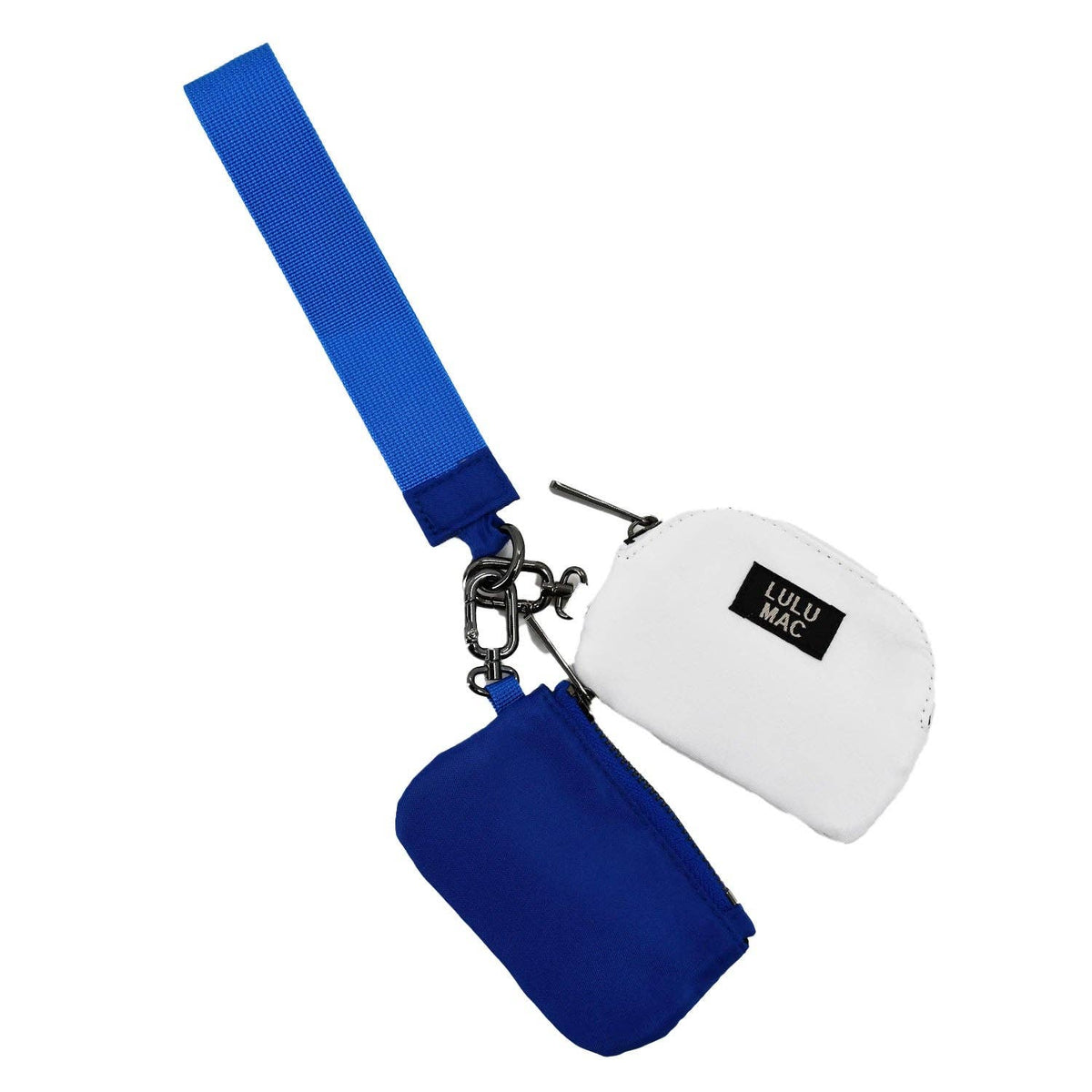 Lulu Mac Double Pouch Wristlets (White/Royal Blue)