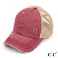 C.C Distressed Criss-Cross Pony Cap (Multiple Colors Available)