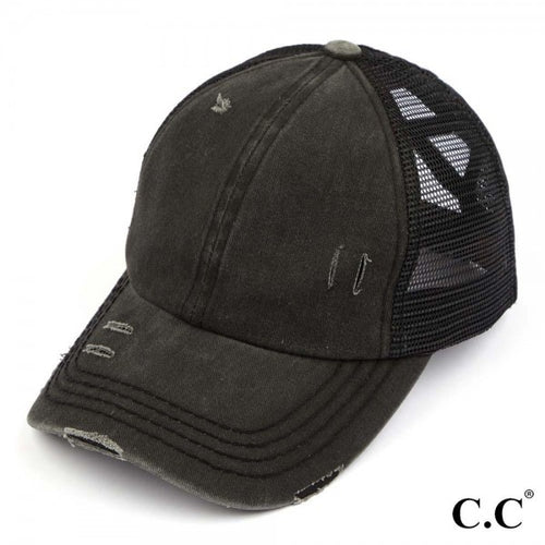 C.C Distressed Criss-Cross Pony Cap (Multiple Colors Available)