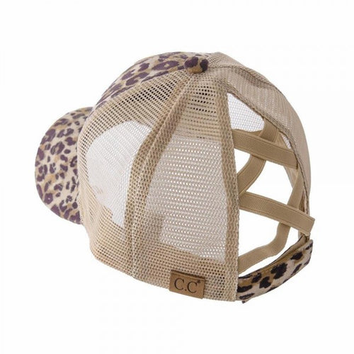 C.C. Leopard Print Ponytail Cap