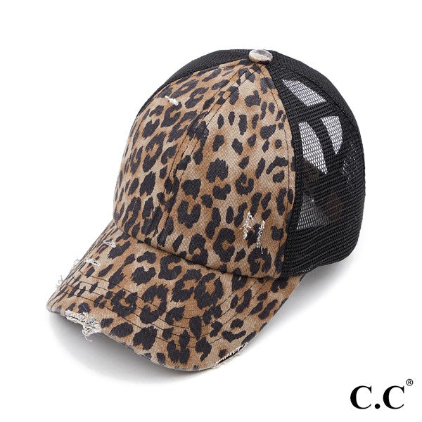 C.C Distressed Criss-Cross Pony Cap (Multiple Colors Available)