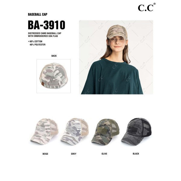 C.C. Camouflage American Flag Baseball Cap (2 Colors Available)
