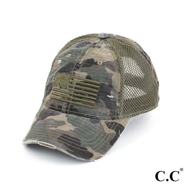 C.C. Camouflage American Flag Baseball Cap (2 Colors Available)