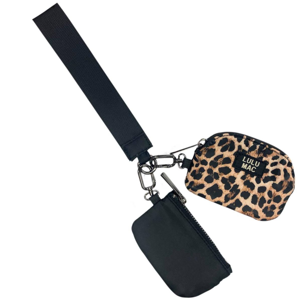 Lulu Mac Double Pouch Wristlets (Black/Leopard)