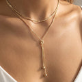 Dainty Lariat Double Layer Drop Necklace