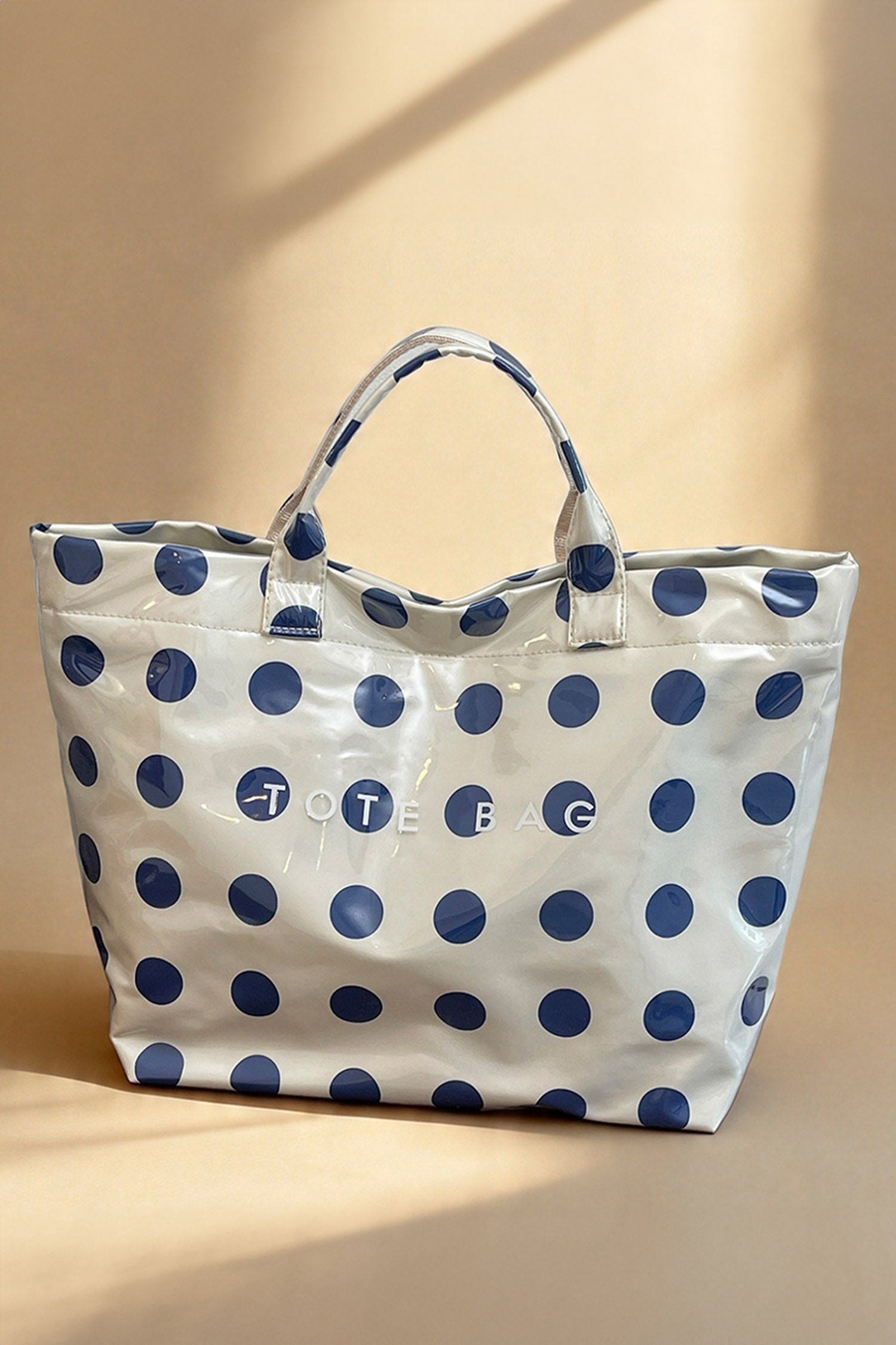 Navy Polka Dot Tote Bag