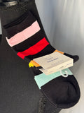 Happy Feet Socks (Black-Multi Color Stripes)