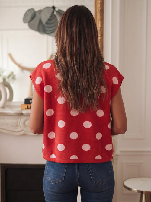 Cherry Charm Polka Dot Sweater Vest