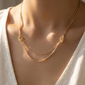 Double Strand Knotted Ring Station Layer Necklace