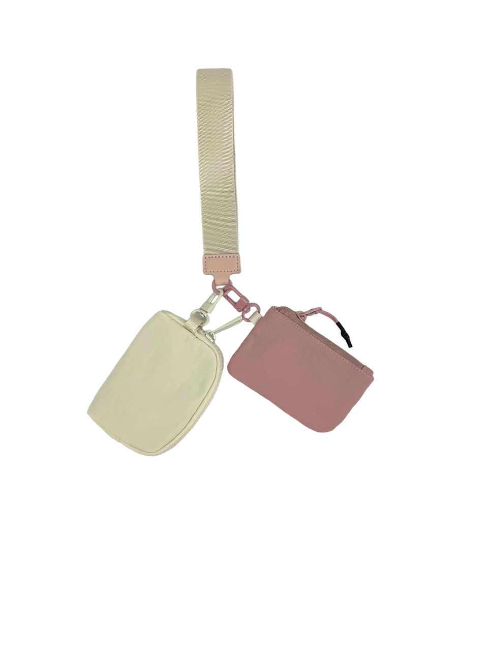 LuLu Mac Double Pouch Wristlets (Cream/Mauve)