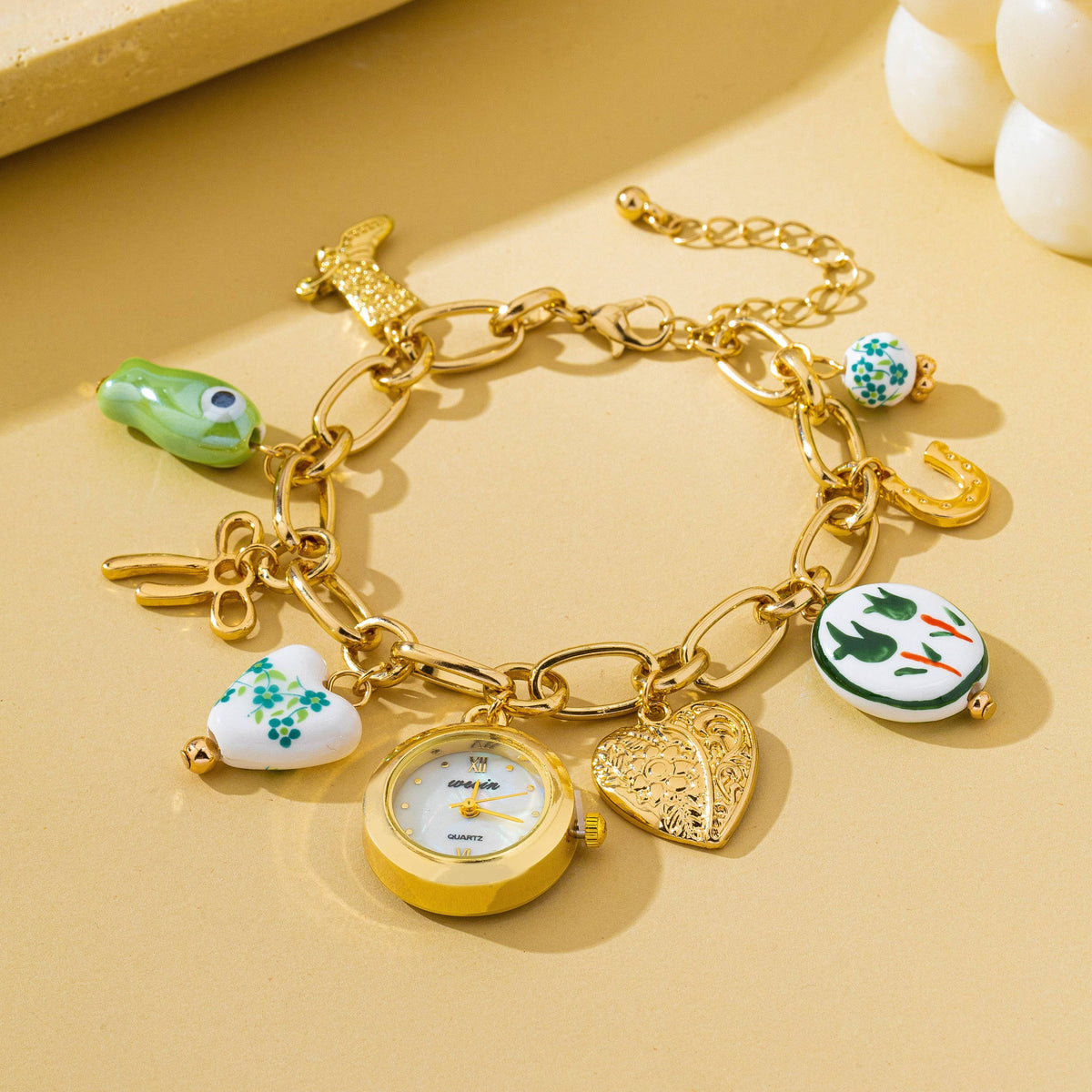Vintage Floral Charm Watch Bracelet