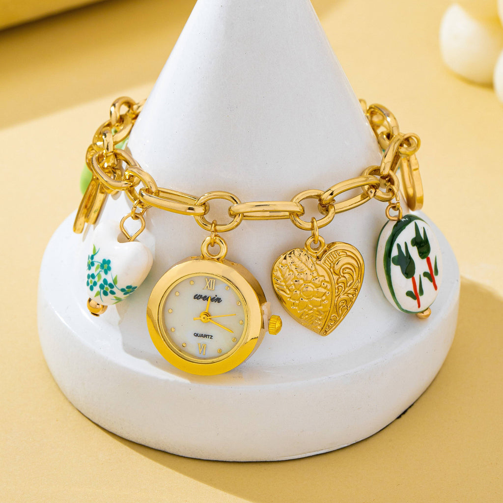 Vintage Floral Charm Watch Bracelet