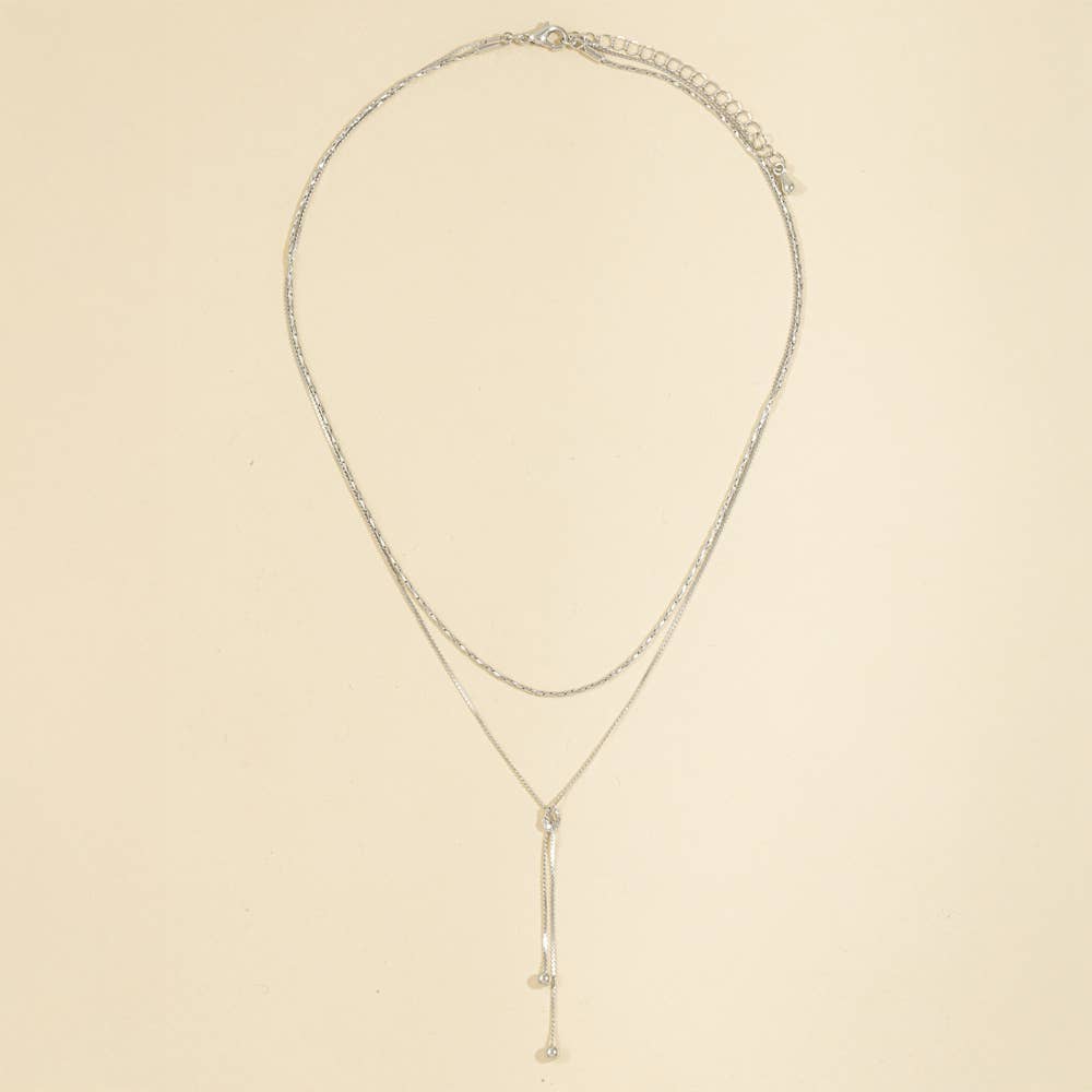 Dainty Lariat Double Layer Drop Necklace