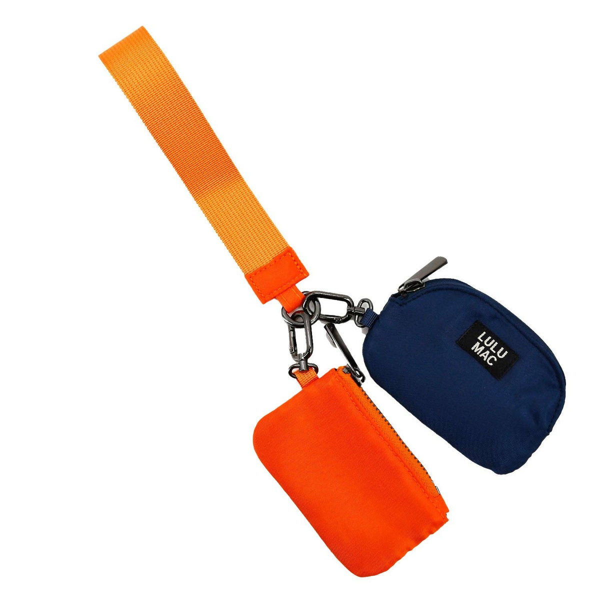 Lulu Mac Double Pouch Wristlets (Orange/Navy)