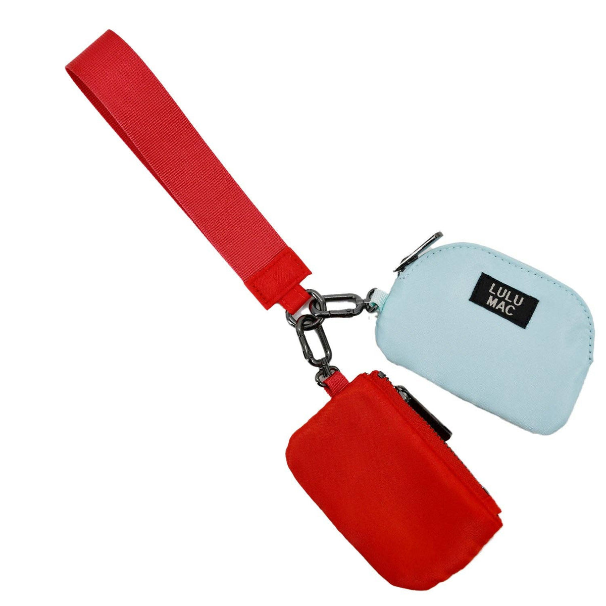Lulu Mac Double Pouch Wristlets (Red/Light Blue)