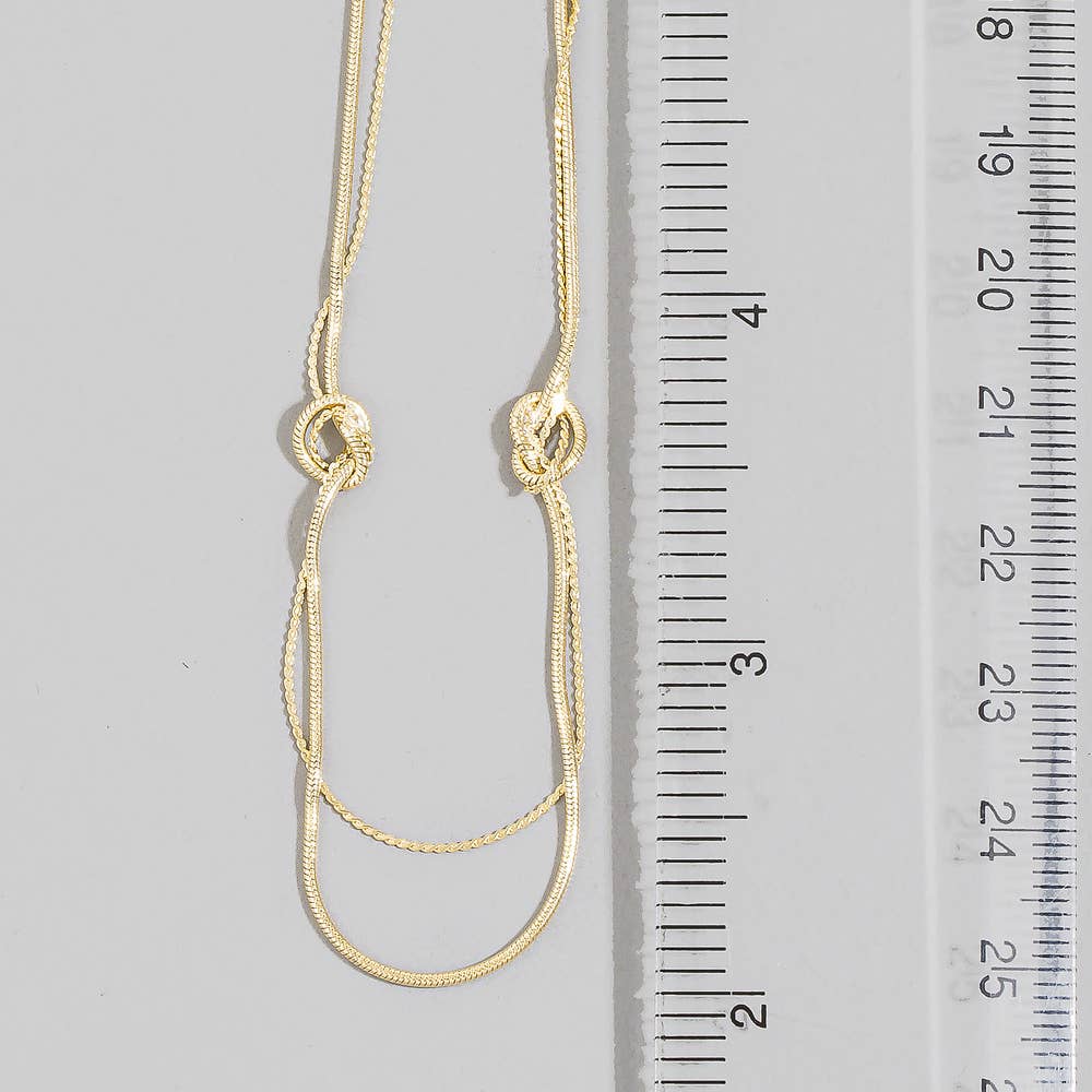 Double Strand Knotted Ring Station Layer Necklace